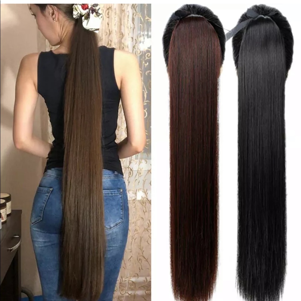 Dark brown/black pony tail wig extension